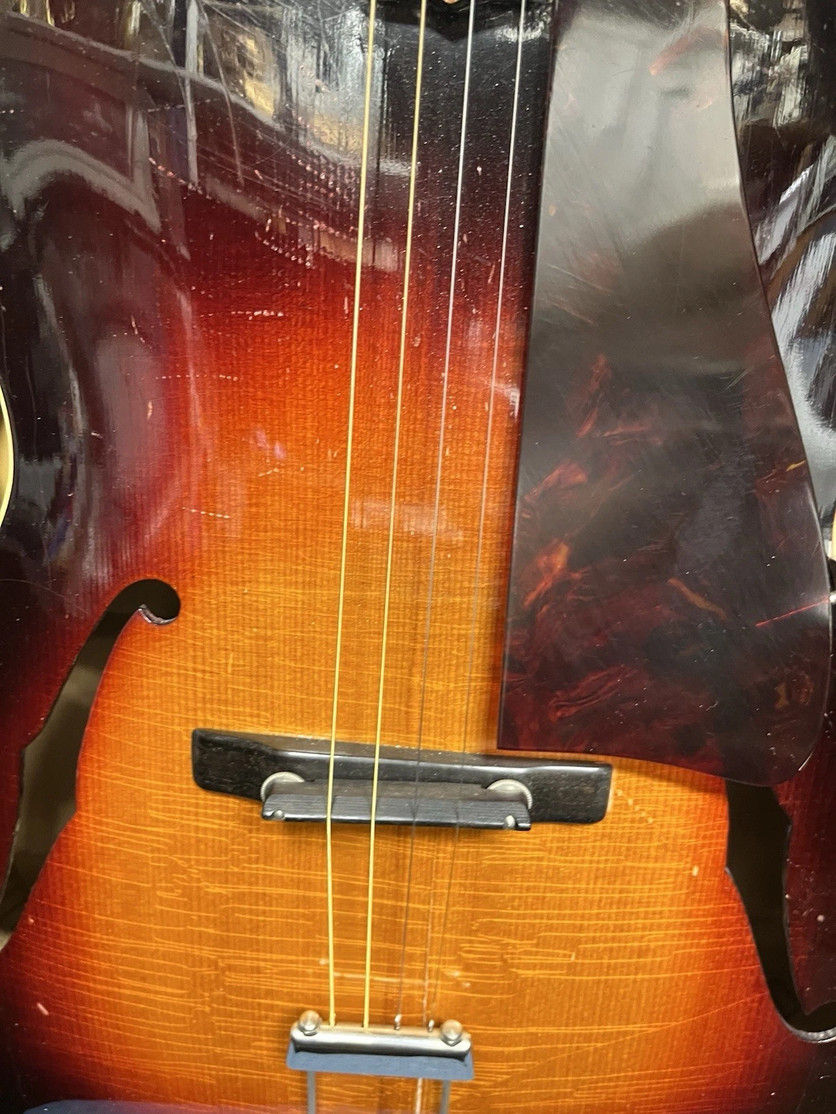 Vintage acoustic guitar detail showing craftsmanship